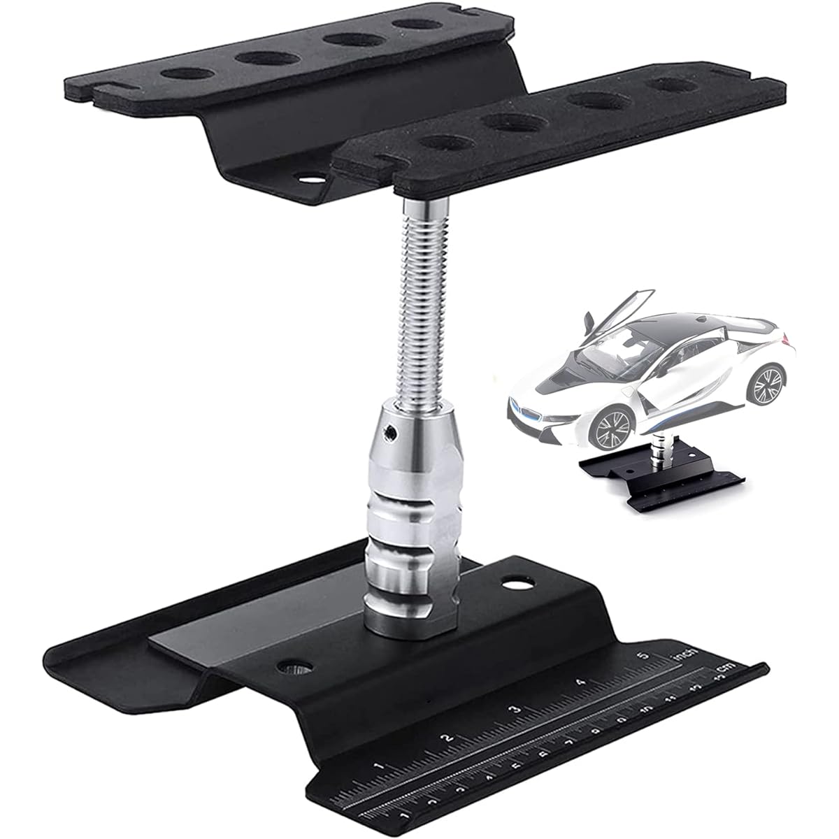 Buddy RC RC Hobby Car Workstation Workstand Aluminum Repair Workstation 360 Degree Rotation with Lift or Bottom Screw Tray for 1/8 1/10 1/12 Scale RC Truck Buggy (Black)