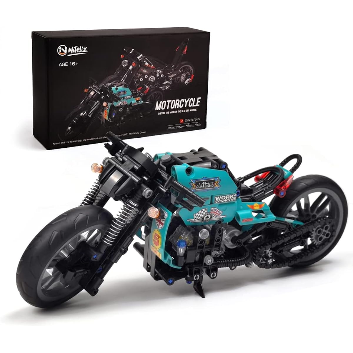 Nifeliz Cafe Racer Motorcycle Assembly Kit (431 Pieces)