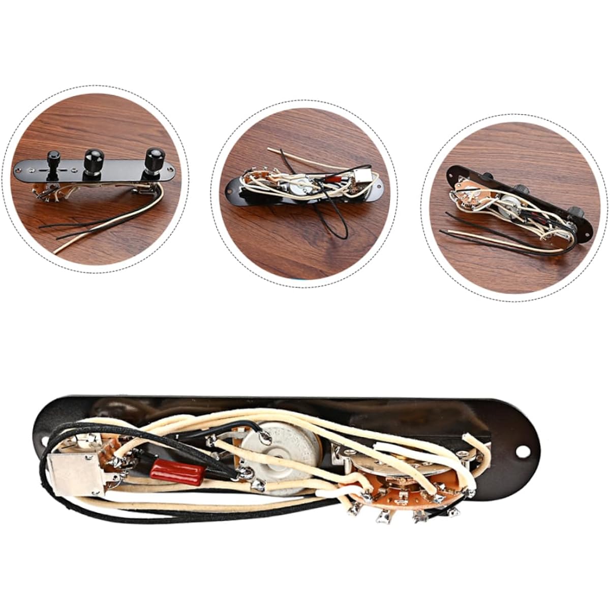 VICASKY Set of 4 Guitar Line Wired Loaded Pre-Wired Control Plates Metal Guitar Control Plates Car Mat Heel Plates Loaded Control Plates