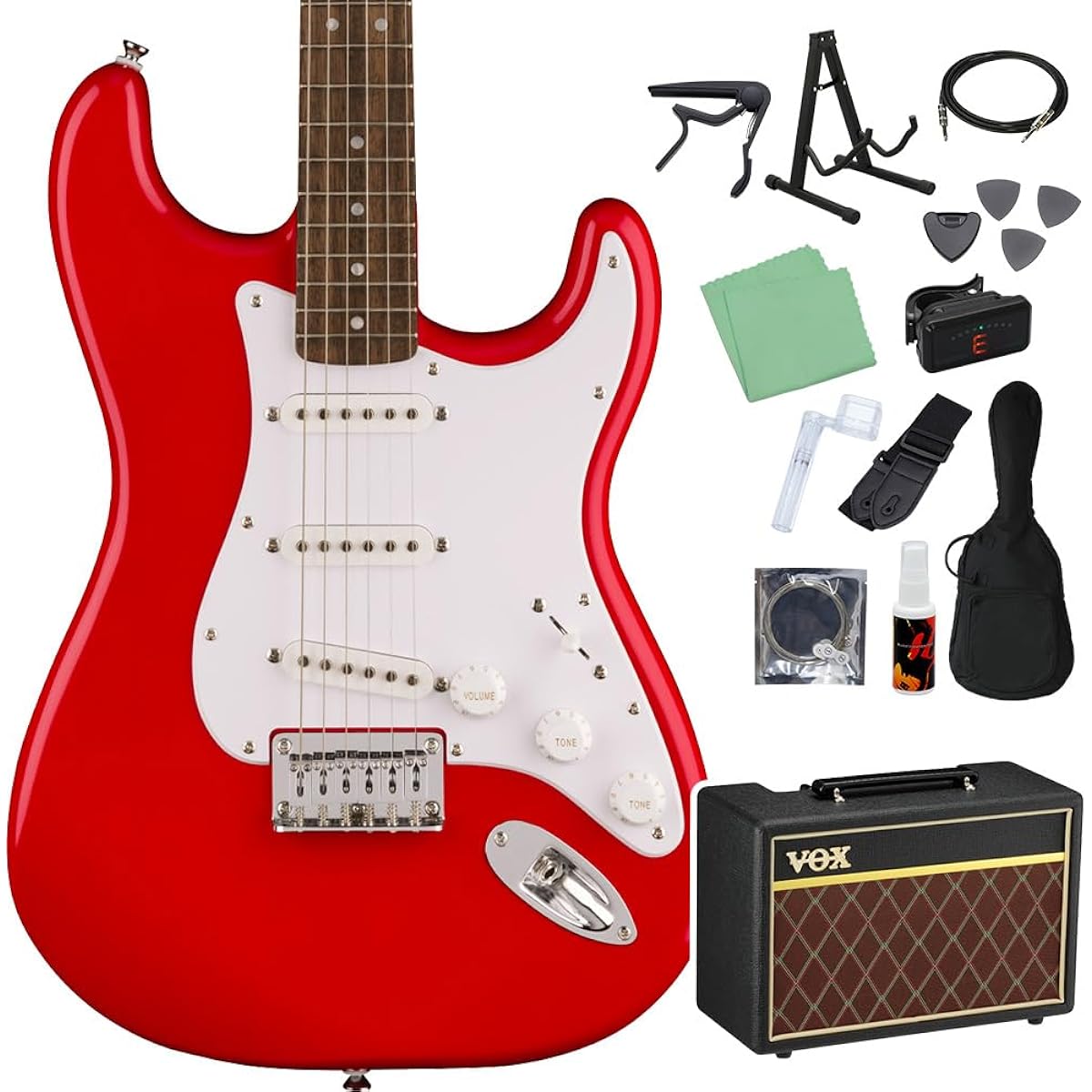 Squier by Fender SONIC STRATOCASTER HT Torino Red 14-piece electric guitar beginner set [with VOX amp] Stratocaster Hardtail Squier/Squier