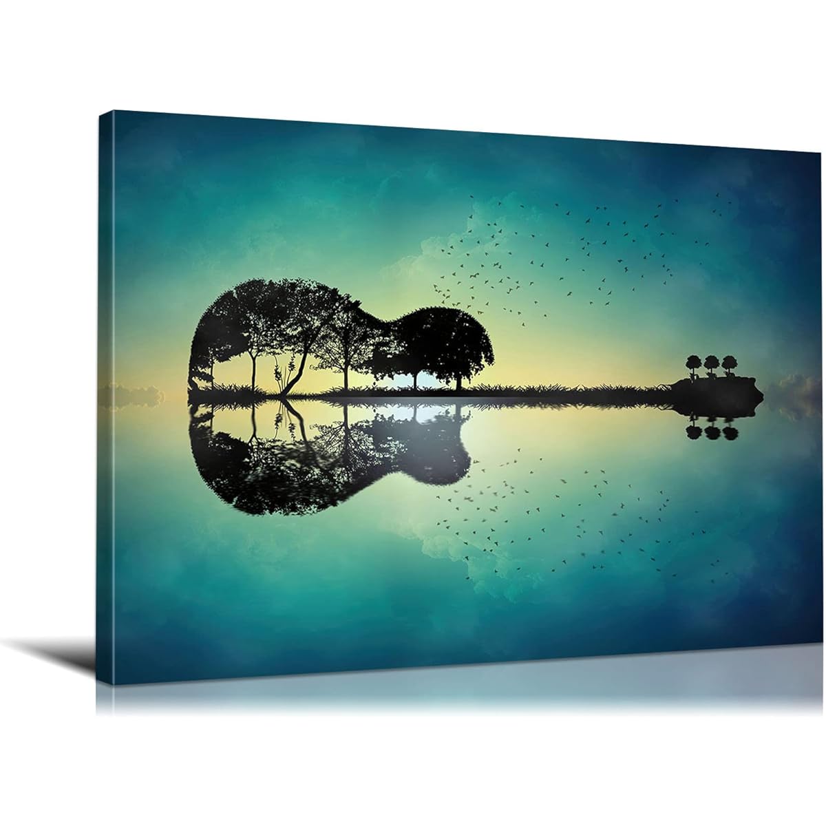 Music Wall Decor Guitar Art Guitar Tree Island Music Wall Art Guitar Wall Art Music Studio Decor Music Art Guitar Art Wall Decor Music Poster for Bedroom Bedroom Bedroom Decor (71.82cm Height x 100.82cm Width)
