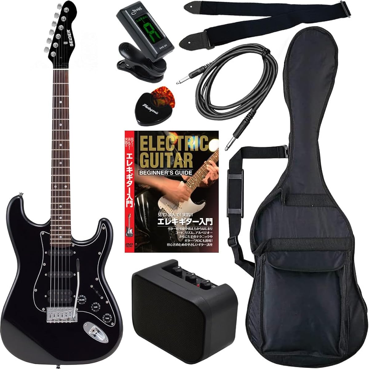 SELDER Electric Guitar Stratocaster Type Sakura Musical Instruments Original STH-20/HBK Beginner Introductory Limited Set