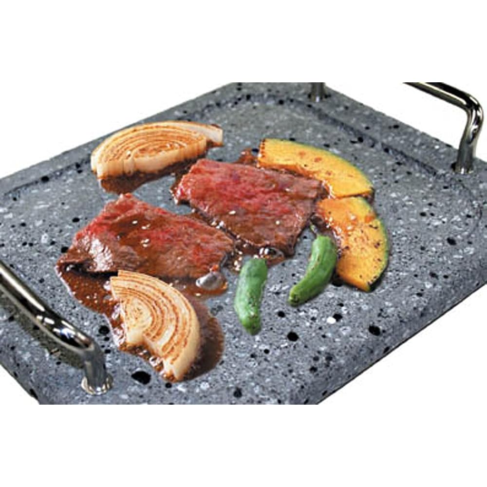 Ikenaga Iron Works Lava Stone Plate, Made in Japan, For Gas Fires Only, Gray Size: Approximately 25.1 x 20.2 x Height 5.1 cm