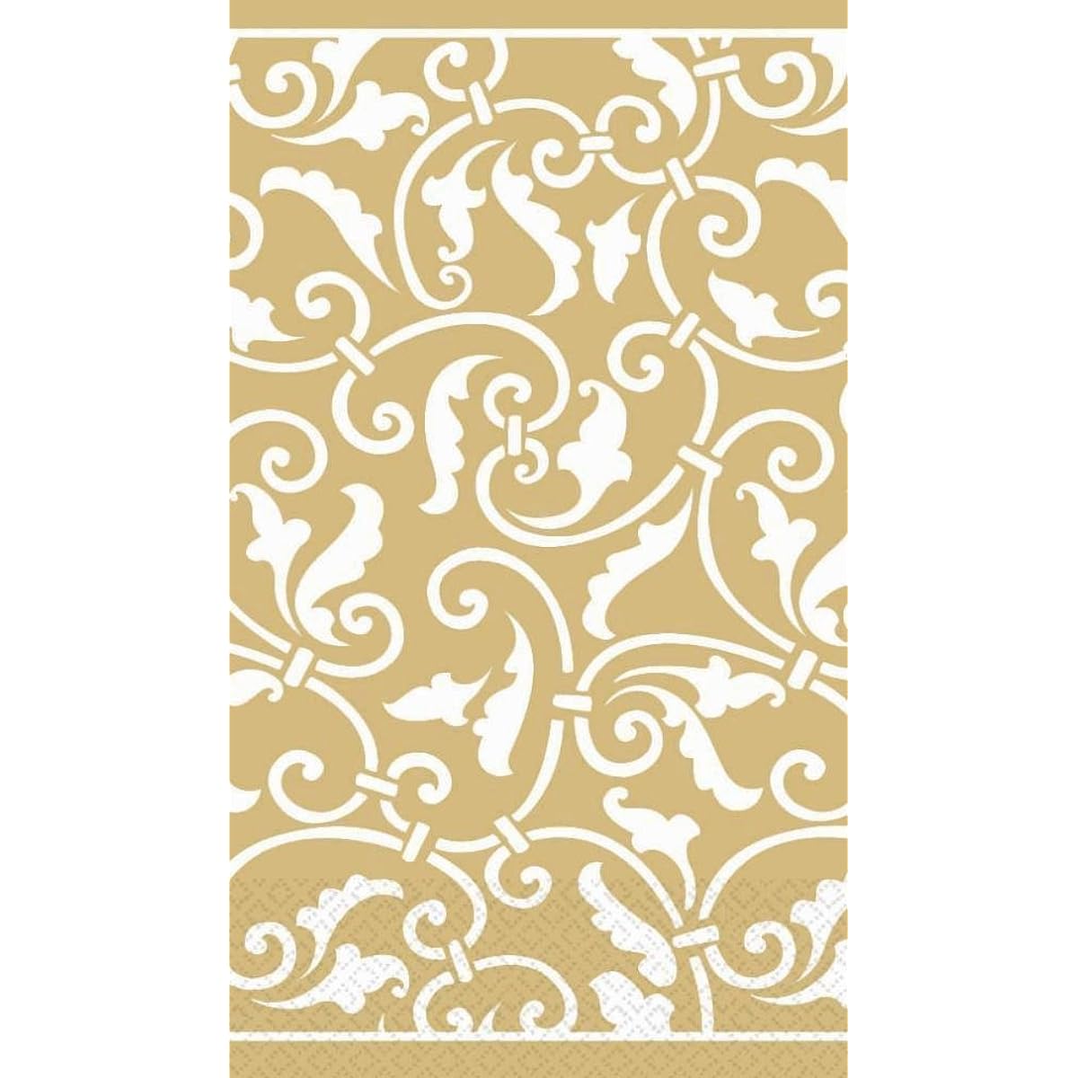 (Gold) - Amscan Party Ready Ornamental Scroll Guest Towels Tableware, Gold, Paper, 18cm x 10cm , Pack of 16