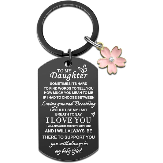 To My Daughter Keychain, Christmas Gift for Daughter, Mom, Dad, Father, Inspirational Stocking Stuffer, Birthday Gift, Inspirational Jewelry, Silver, Small