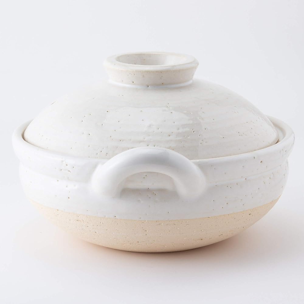 Hase Seito Hasenen Healthy Earthen Pot Steam Pot Steamer Pot For 2-4 People Approx. 27cm Approx. 1800ml Open Fireable Recipe Ceramic Slatted White Iga Ware Made in Japan AZW-23