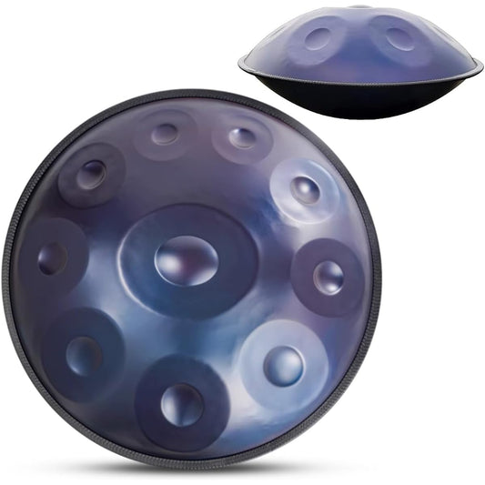 432hz/440hz Handpan Drum Steel Drum D Minor 10 Notes 22 Inch/58cm Handpan Handpan Drum Instrument with Carry Bag Mallets Dust-Free Cloth (Color: Blue, Size: 440Hz)