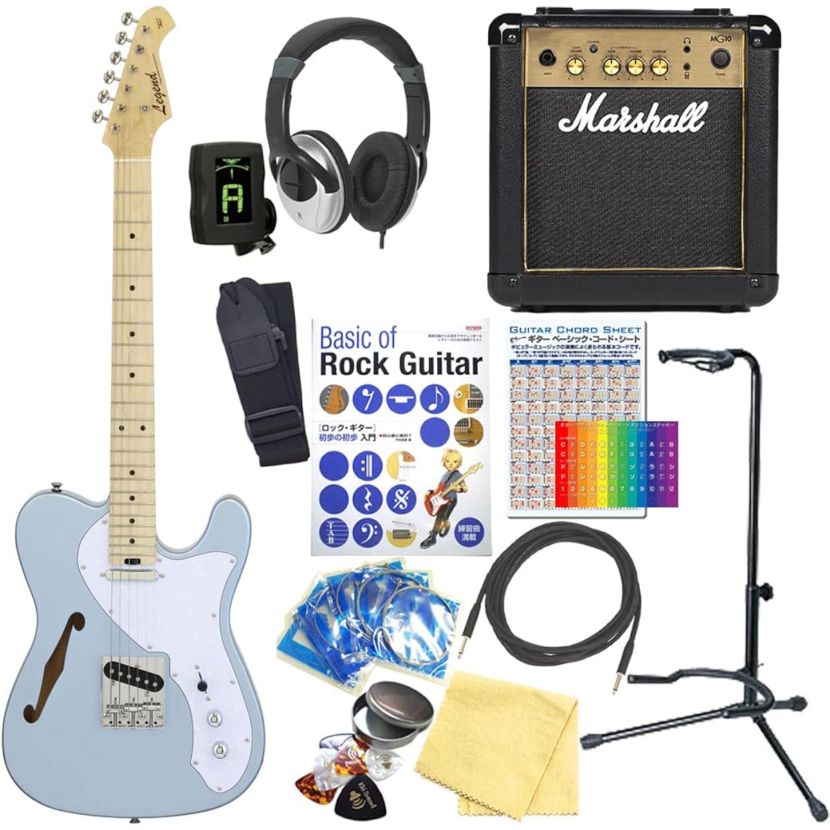 Electric Guitar Beginner Set Telecaster Thinline Type Marshall Amplifier 15-piece Set Legend LTE-69TL MIB