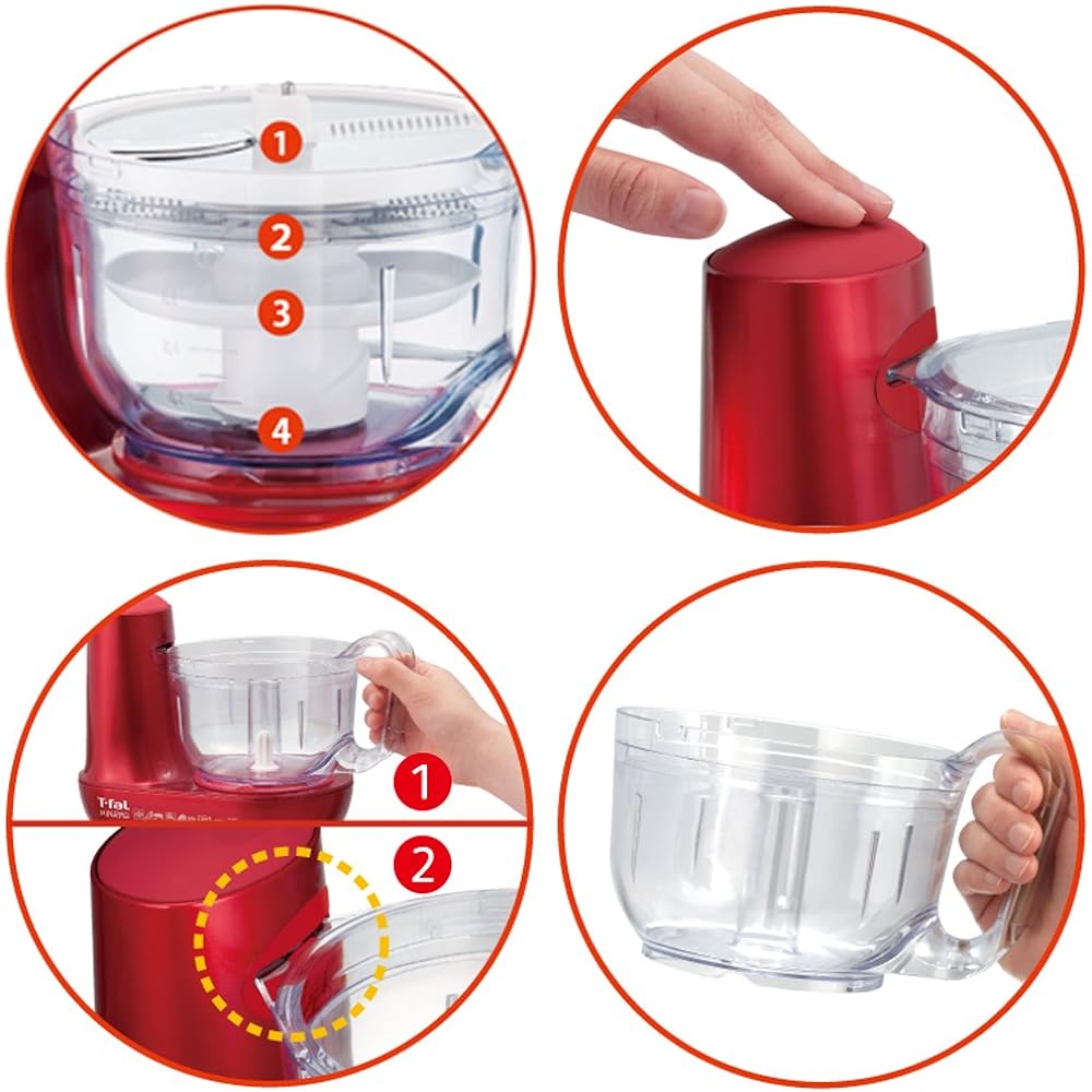 Tefal Food Processor Multi Crush Mix Chop Slice Julienne Whisk Grate Baby Food MB601GJP Red