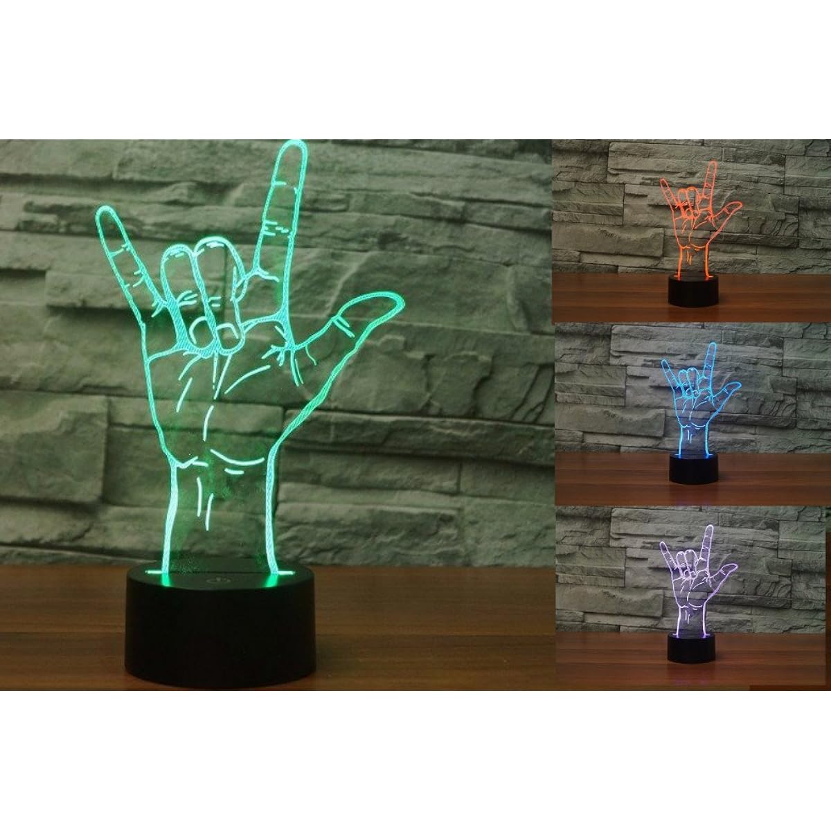 New 3D I Love You Sign Night Light Touch Switch Table Desk Optical Illusion Lamp 7 Colors Changing Light LED Table Lamp Xmas Home Love Brithday Children Kids Decoration Toy Gift