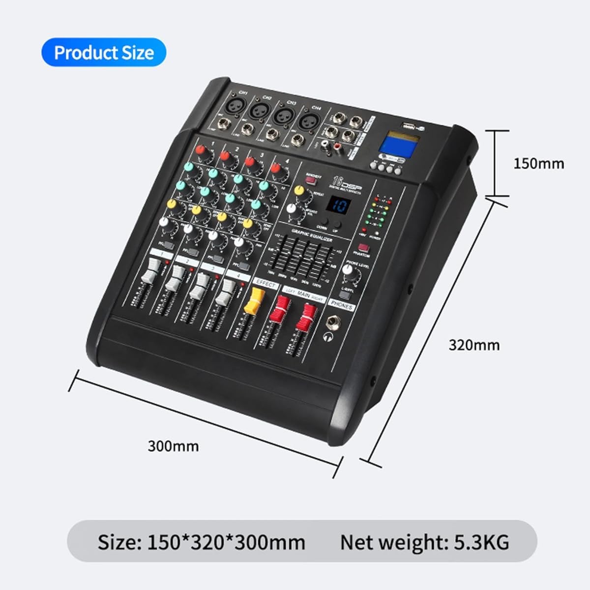DeeRace Audio Mixer Amplifier Sound Board Console System Stereo DJ Controller Sound Mixer Performance Stage Computer Studio Party