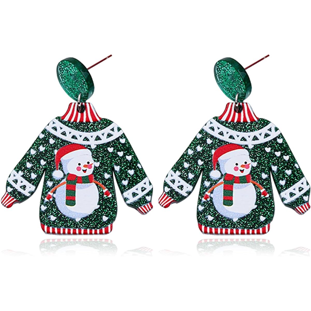 Kingfung Christmas Tree Earrings Acrylic Christmas Holiday Earrings Colorful Christmas Tree Drop Dangle Earrings Christmas Jewelry Gifts for Women Girls, Acrylic, No Gems