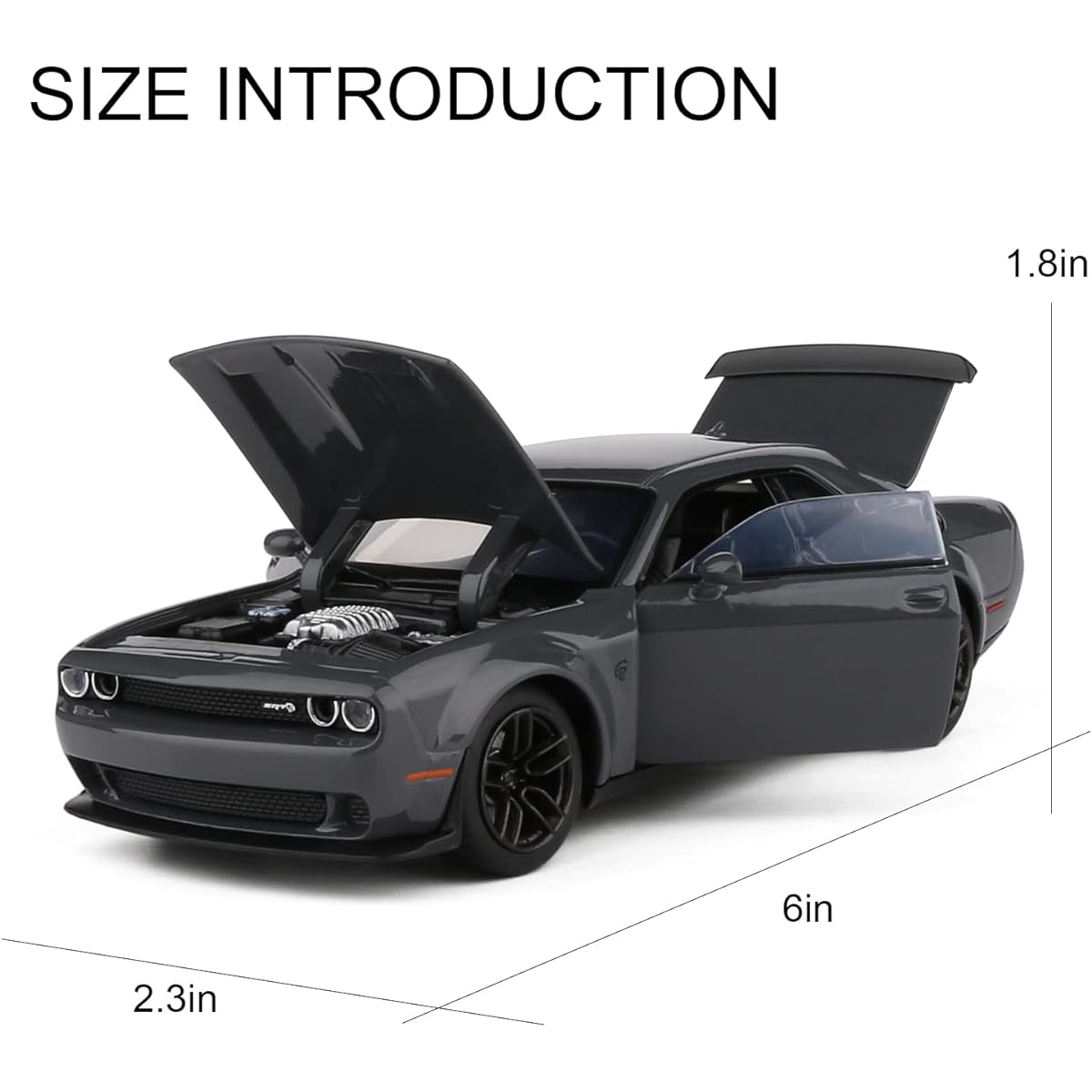 JACKIEKIM 1:32 Diecast Model Car Alloy Toy Car Doodge Challenger Alloy Toy Car Kids Toys for Adults Metal Crafts for Boyfriend Young People Gifts (Grey)