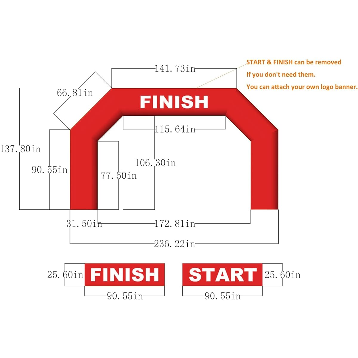 SAYOK 20ft Outdoor Inflatable Archway Inflatable Start Finish Line Racing Arch Banner with Blower