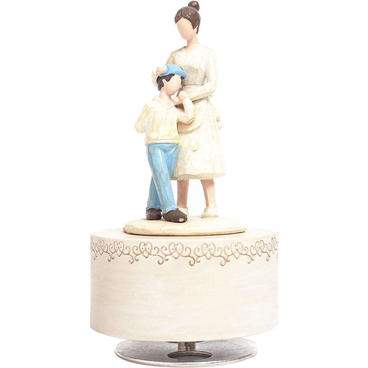 SASONCO Resin Music Box Hand Painted Figure Hug Your Mother Warm Romantic Shape Hand Painted Music Figure Warm Birthday Gift for Mom/Daughter/Son