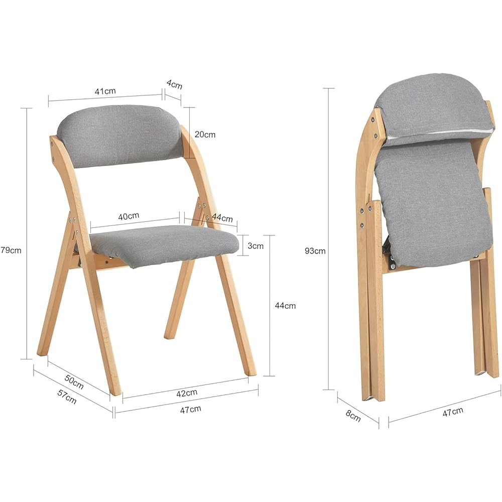 SoBuy Chair, Folding Chair, Dining Chair, Office Chair, Natural Wood, Width 47 x Depth 57 x Height 79cm, Desk Chair, Folding Chair, Dining Chair, Chair, Finished Product (FST92-N)