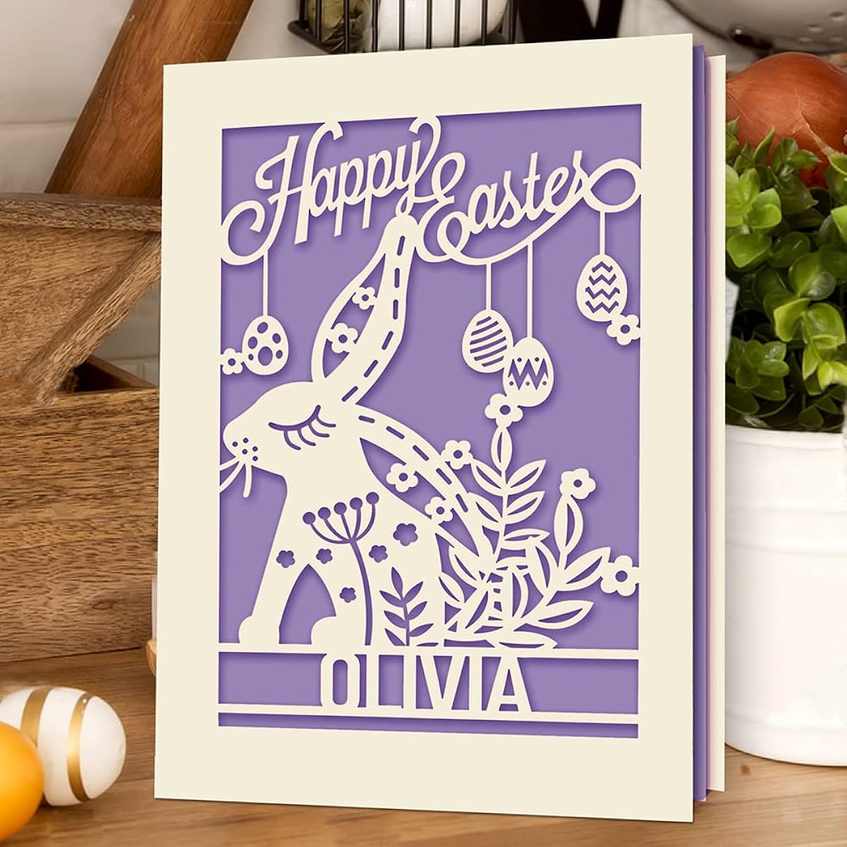 Personalized Easter Cards Her Him Custom Happy Easter Daughter Granddaughter Grandson Easter Gifts for Women Her Him Custom Bunny Card with Envelope