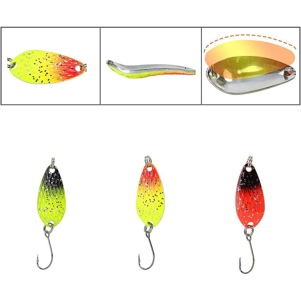 Spoon Lure Sequin Fishing Lure Set of 12 Fishing Lure Kit Pipe Fishing Mountain Stream Fishing Trout Rainbow Trout Ito Brown Char Yamame