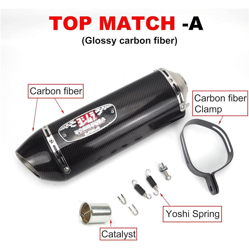 Honda CBR1000 Tmax530 F650GS R6 Z900 Z250 Universal Motorcycle Exhaust Muffler for Yoshimura Exhaust DB Killer Replacement Upgrade Accessory (Color: H)