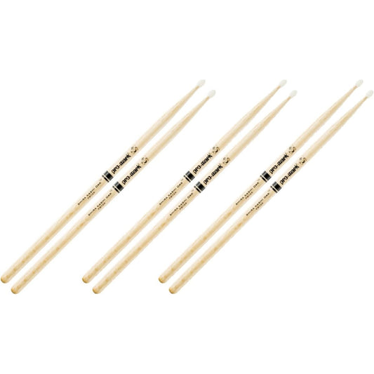 3 Pairs Pro-Mark of PW7AN Shira Kashi Japanese White Oak 7A Nylon Top Drumsticks