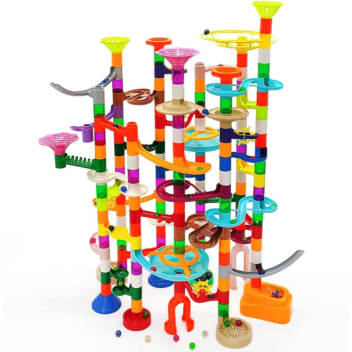 DSHMIXIA Marble Run Marble Maze Race Track with Light Up Marbles for 4-8-12 Year Olds Sturdy Building Toy Kids Game Great Fun Gift (Super)