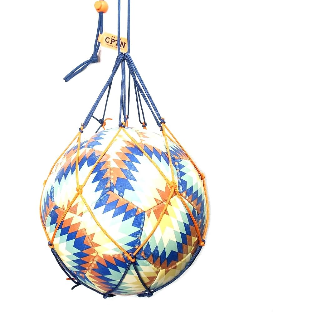 [Ball net to improve your lifting] Lifting practice Soccer training ball bag (Navy x Orange)