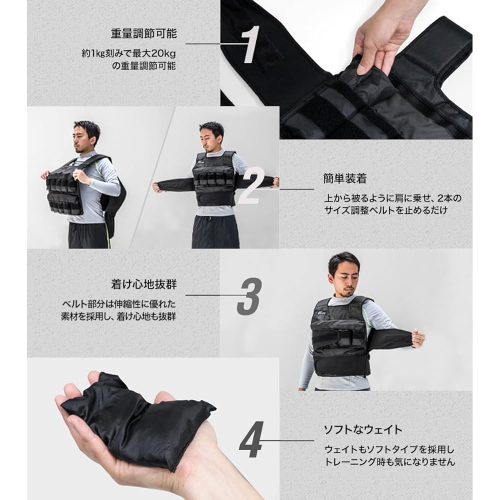 FIELDOOR Weight Vest Up to 20kg Weight Adjustable from 1kg to 20kg Weighted Vest Weight Jacket