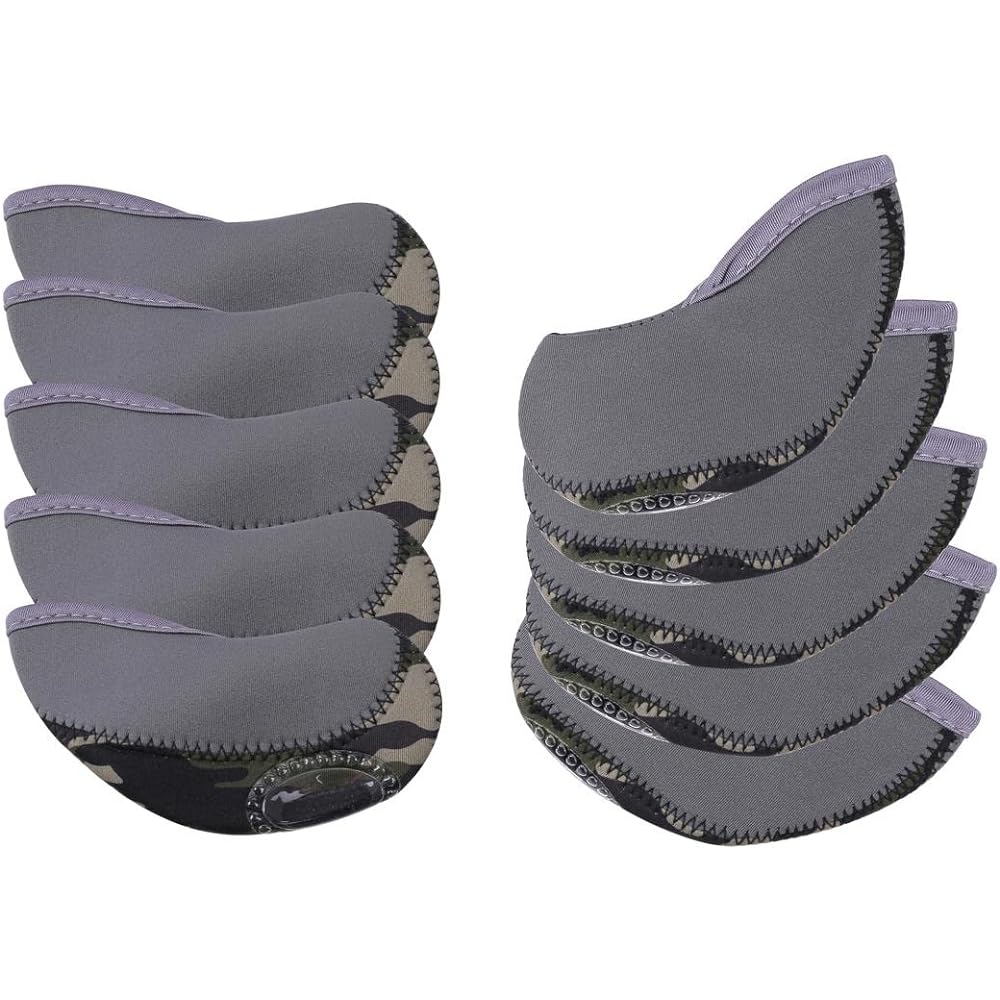 Golf iron head cover with window, set of 10, camouflage