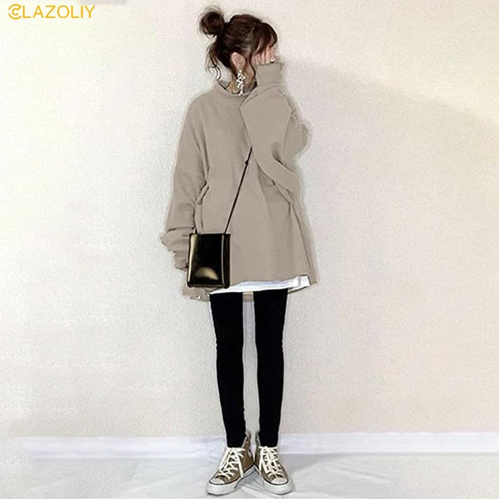 CLAZOLIY Women's Hoodie Sweatshirt Faux Layered Sweatshirt Korean Cute Loose Pullover Autumn/Winter Tops CL166