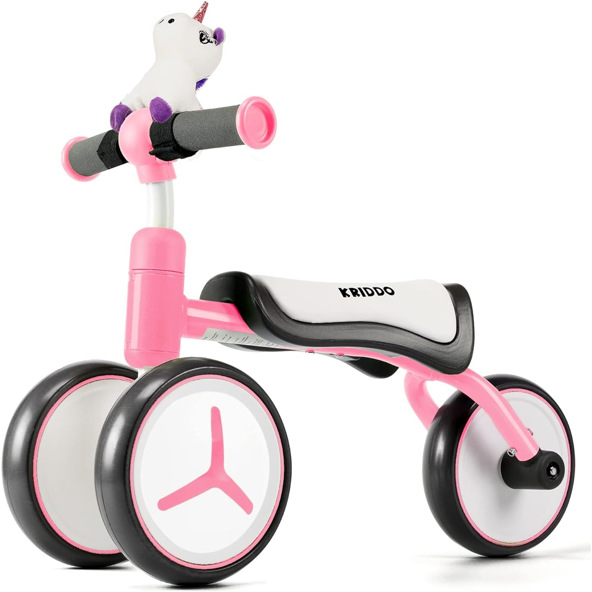 KRIDDO Baby Balance Bike Pony Toy for 1 Year Old Boys Girls Toddler Bike 1 Year Old First Birthday Gift Baby Tricycle 10-24 Months Pink