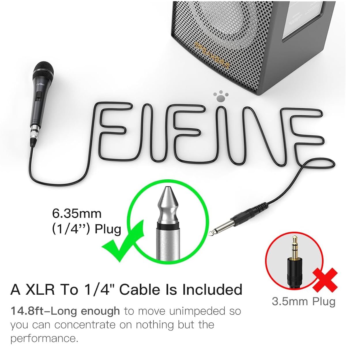 Karaoke Microphone Fifine Dynamic Vocal Microphone for Speakers Wired Handheld Mic with On/Off Switch and 14.4ft Detachable Cable (K6)