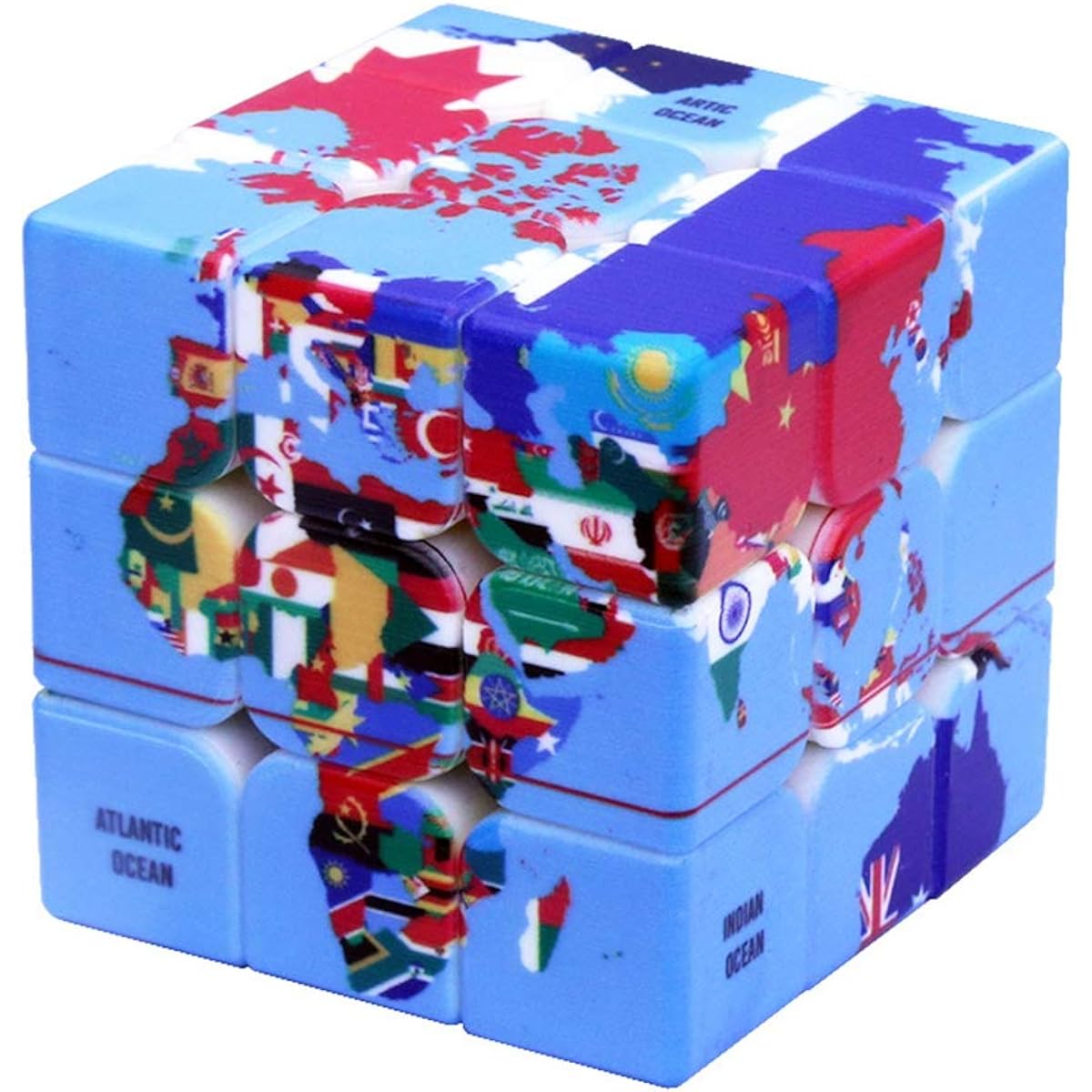 Speed Cube World Map Design Magic Cube Puzzle IQ Game Puzzle Relief Effect Adult Toys 5.6cm/2.2inch