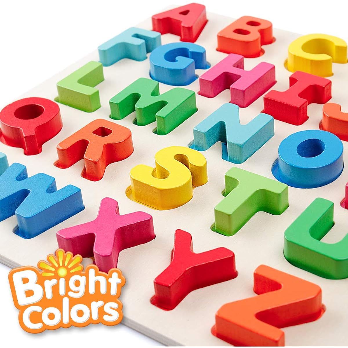 Coogam Wooden Alphabet Puzzle - ABC Letter Sorting Board Blocks Montessori Matching Game Jigsaw Puzzle Educational Early Learning Toys Gifts for Preschoolers