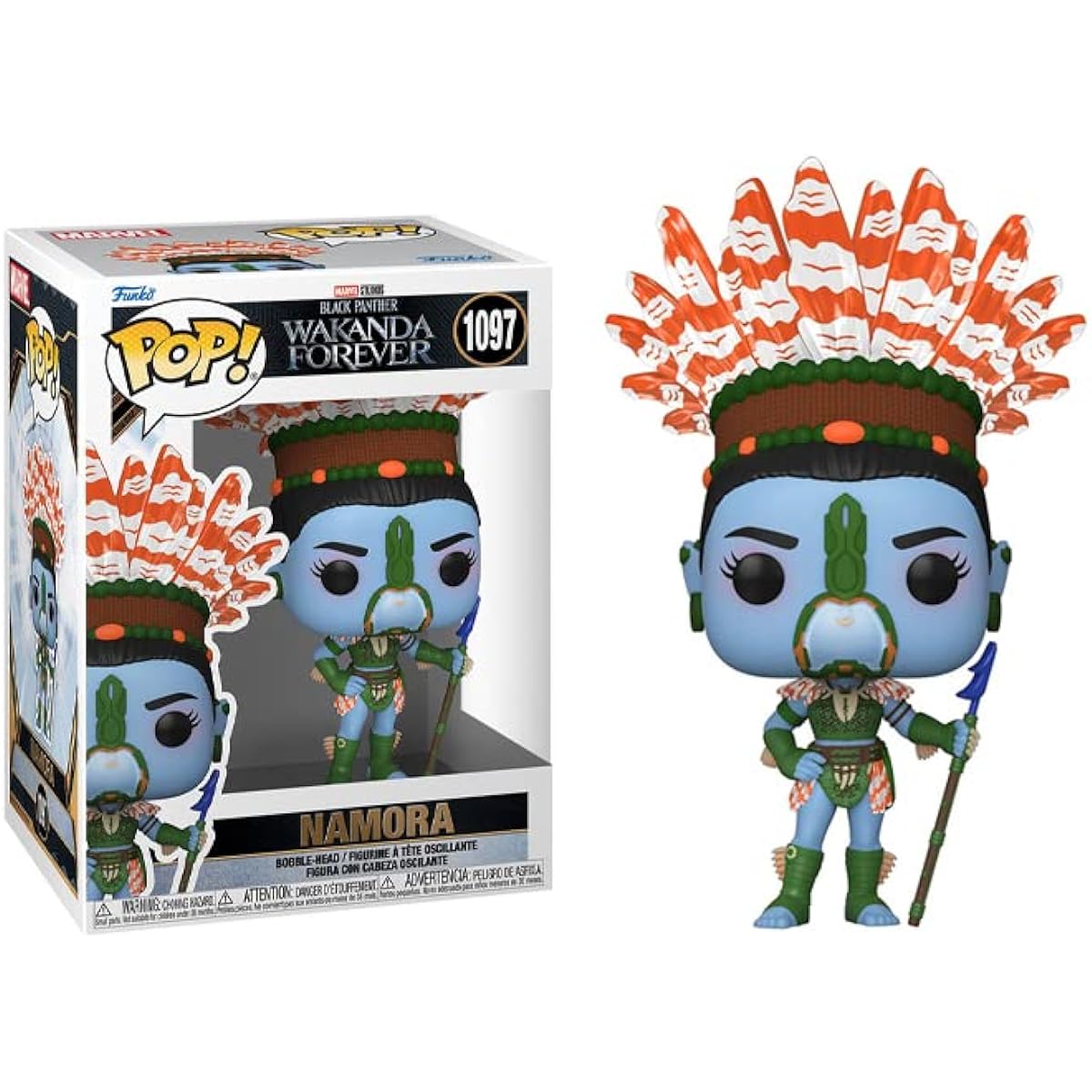 POP Marvel Black Panther Wakanda Forever - Namora Funko POP! Vinyl Figure (Includes Compatible Pop Box Protector Case) Multicolor 3.75"