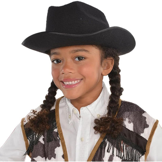 Amscan High Riding Costume Party Cowboy Hat (1 Piece), Black, 10" x 13 1/4" x 4 1/2"