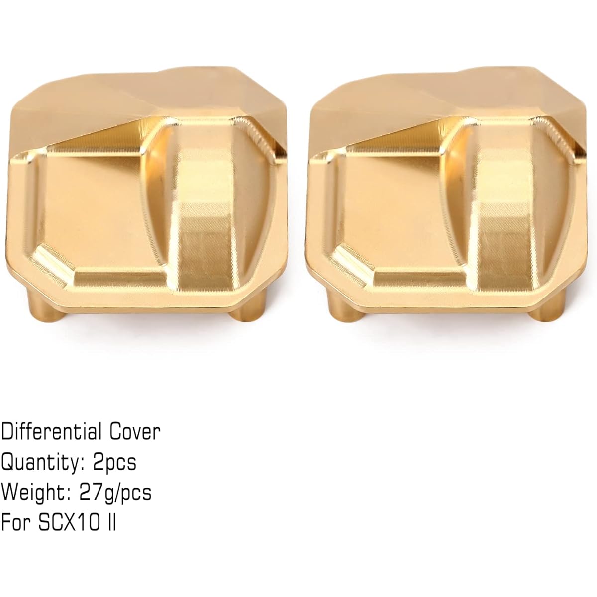INJORA Brass Diff Cover 2Pcs AR44 Diff Axle Cover Front Rear Housing Cover Fit for 1/10 RC Crawler Car Axial SCX10II 90046 90047