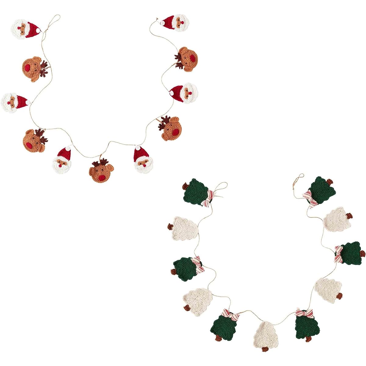 Mud Pie Crocheted Christmas Garland Santa 60" x 5"
