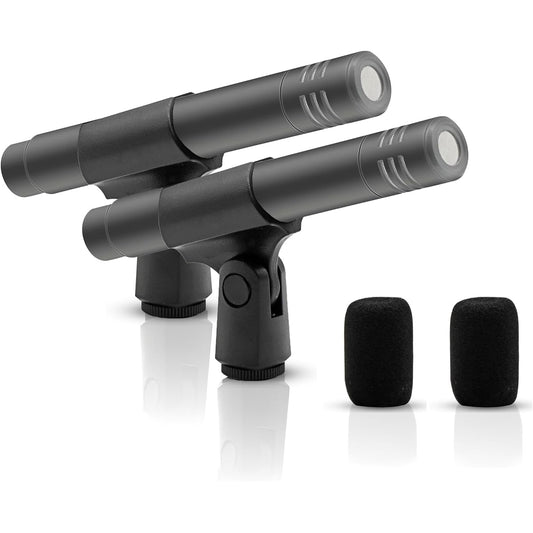 5-Core 2-Piece Dynamic Instrument Microphone Professional Unidirectional Pencil Type Microphone Wide Frequency Response Metal Build INSTRU MIC 200 Grey 2pcs