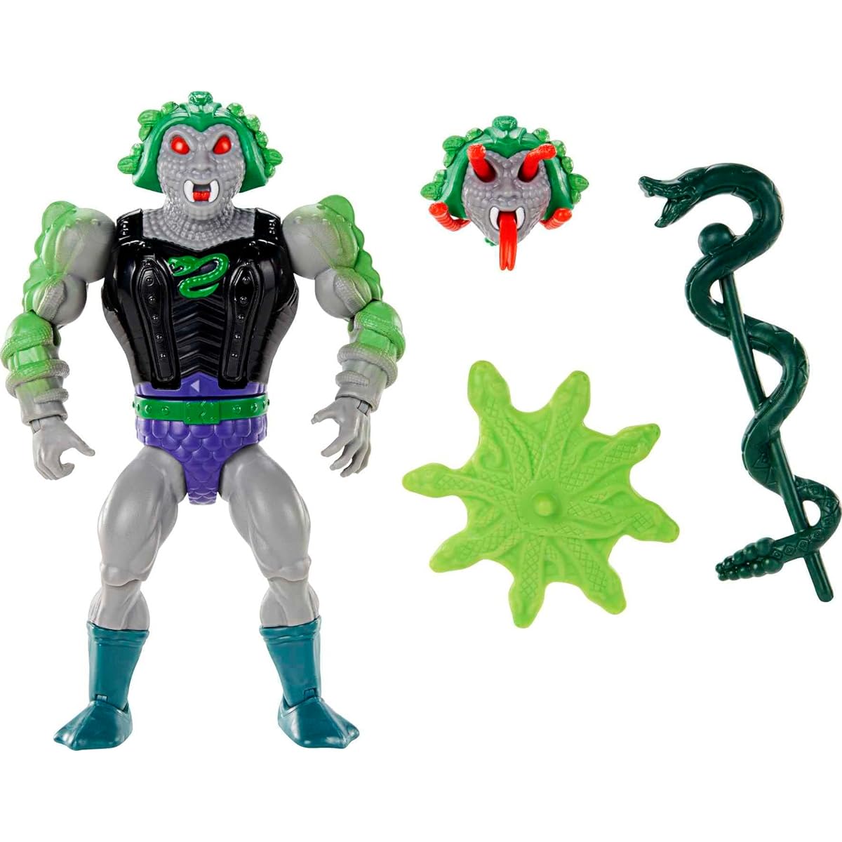 Masters of the Universe Origins Action Figure Toy with Accessories Deluxe Snake Face 5.5" Motsu Collectible HKM87