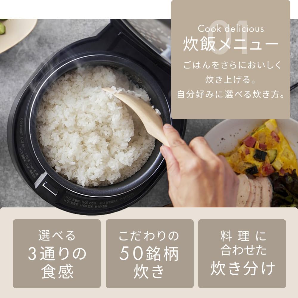 IRIS OHYAMA Rice Cooker, 3 Cups, Microcomputer Type, Brown Rice, Glutinous Barley, Complete Healthy Menu, 50 Different Types of Cooking Function, Extra Thick Pot Design, White, Living Alone, New Life, Stylish RC-MGA30-W