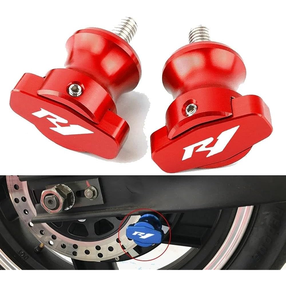 Motorcycle Bobbin Slider Stand Motorcycle 6mm CNC Aluminum Frame Slider Swing Arm Swing Arm Spool Screw For R1 YZFR1 YZF-R1 1998-2017 2014 2015 2016 (Color: Red)