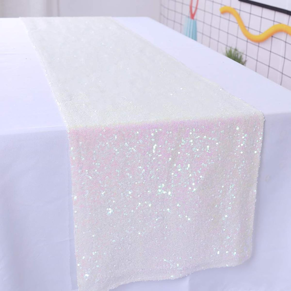 (30cm x 180cm, Iridescent) - TRLYC 30cm x 180cm Sequin Table Linens Iridescnet Sparkly Wedding Rectangle Table Runner
