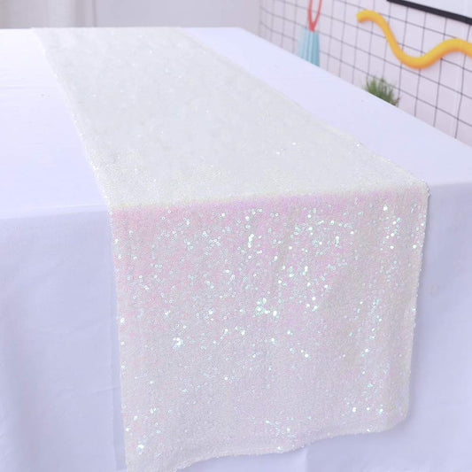 (30cm x 180cm, Iridescent) - TRLYC 30cm x 180cm Sequin Table Linens Iridescnet Sparkly Wedding Rectangle Table Runner