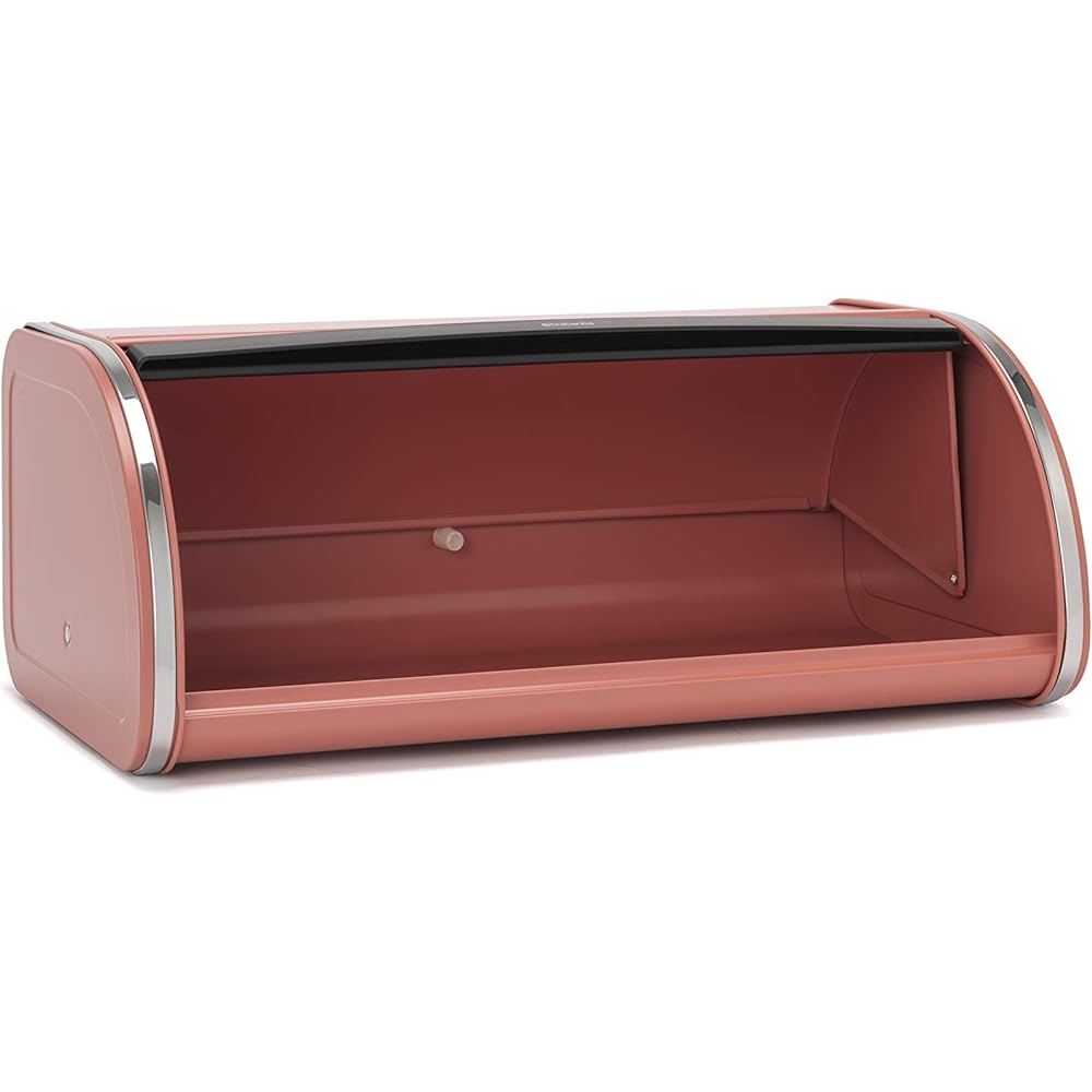 Brabantia Bread Bin Roll Top Storage for Bread, Condiments, and Snacks Made in Belgium Terracotta Pink 304781