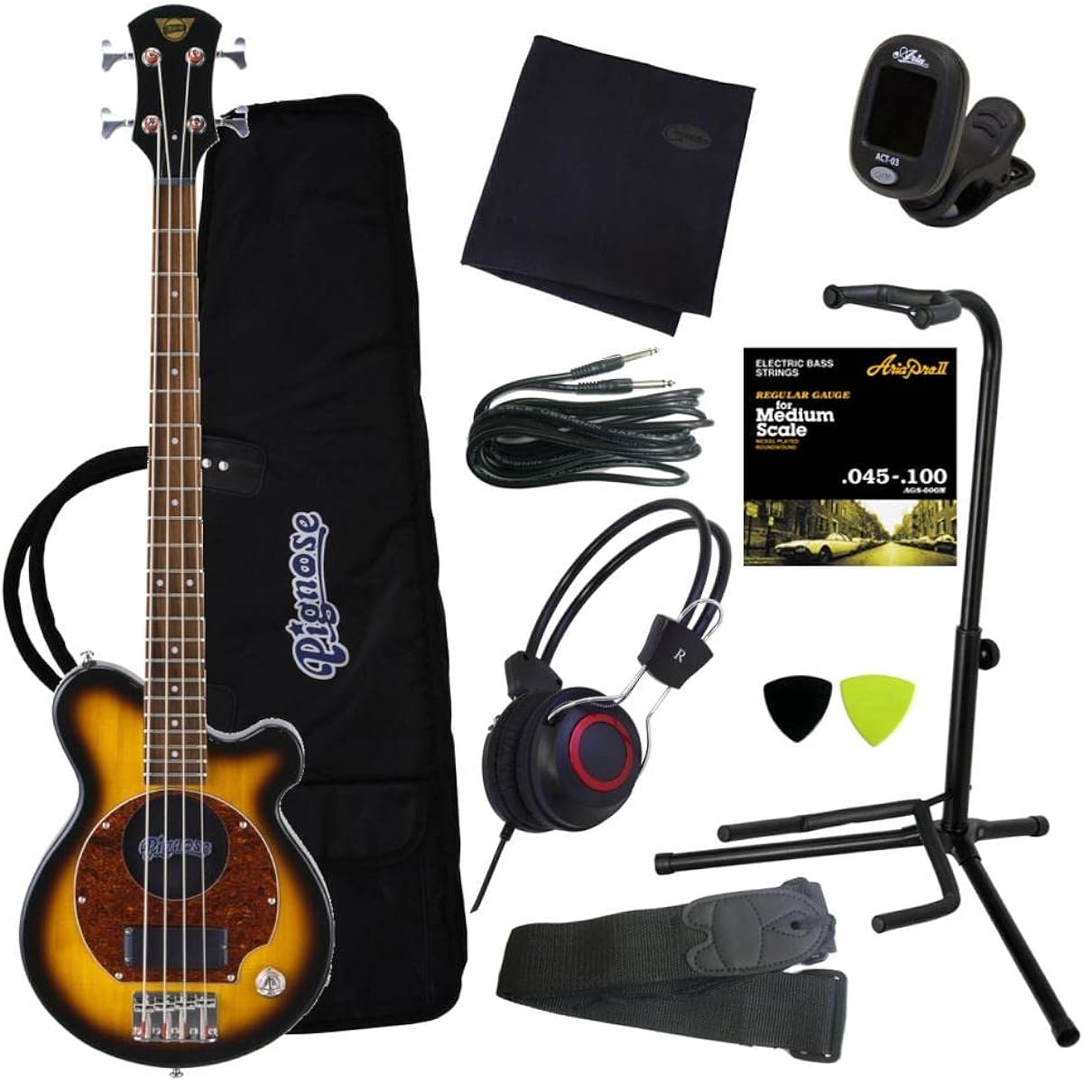 [Luxurious 10-piece base set] Pignose PGB-200 Mini bass with built-in speaker (BrownSunburst)