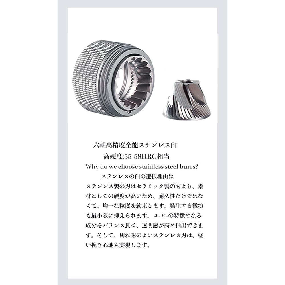 One Bean Hand Grind Coffee Mill MUGEN C3 Easy to Clean Removable All-Purpose Hexagonal Stainless Steel Mortar All Metal Coffee Grinder Manual Type Coarseness Adjustment Feature Portable Bag Included Labor-Saving Uniform Coffee Grinder (MUGEN C3-6 Axis Gr