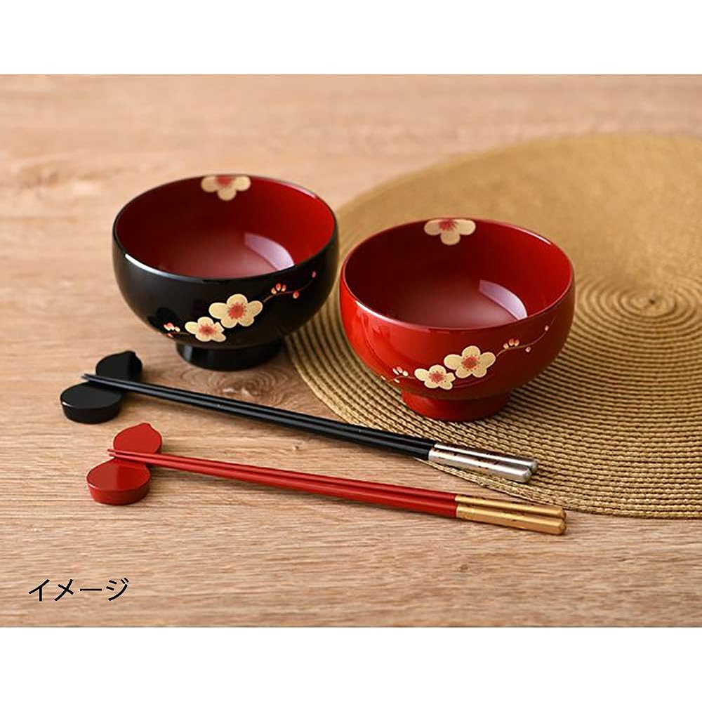 Hiroharu Echizen Lacquerware Ball-shaped Soup Bowl Approx. 11cm Set of 2 Dishwasher Safe Plum A-25 Red