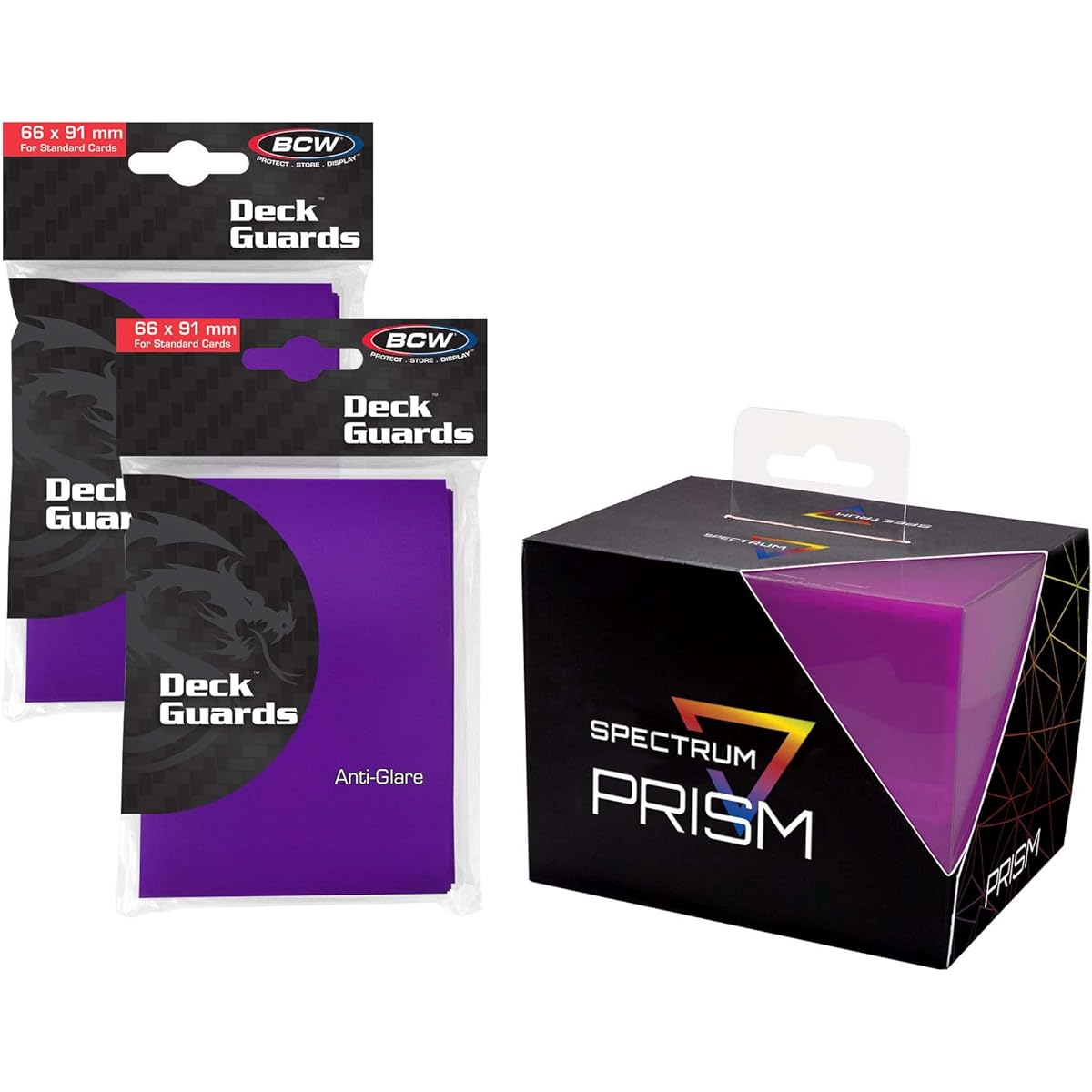 BCW Spectrum Violet Prism Deck Case with 100 Matte Deck Guard Card Sleeves