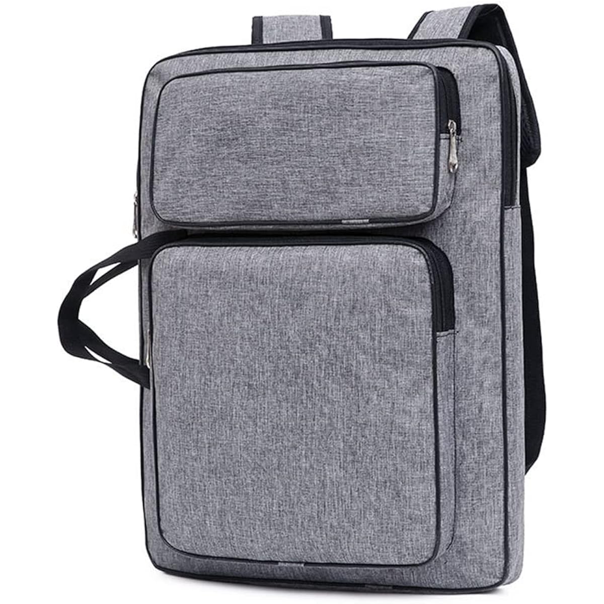 A3 Artist Portfolio Carrying Case Bag Portable Student Waterproof Canvas Shoulder Bag Painting Pad Backpack for Sketching Painting Art Supplies with Shoulder Strap and Carry Handle (Gray)