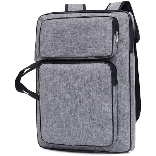 A3 Artist Portfolio Carrying Case Bag Portable Student Waterproof Canvas Shoulder Bag Painting Pad Backpack for Sketching Painting Art Supplies with Shoulder Strap and Carry Handle (Gray)